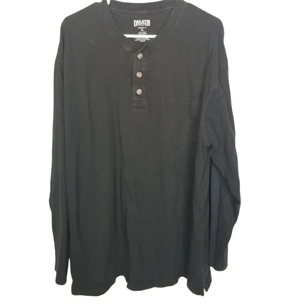 Duluth Trading Co Mens Longtail Henley T-Shirt Sz XL Minimalist Stretch Relaxed